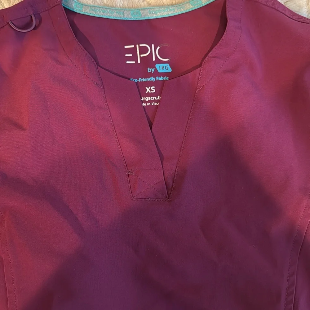 Epic by IRG scrub set in wine merlot/ maroon color. - Picture 2 of 4